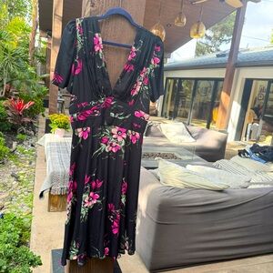 Trashy Diva Black and Pink Floral Midi Dress